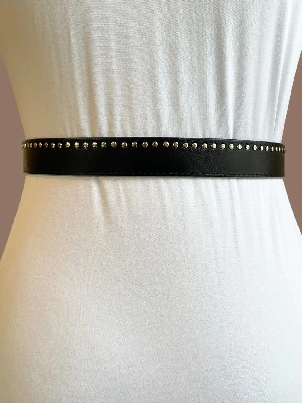 Black Studded Leather Belt 90s Size M/L